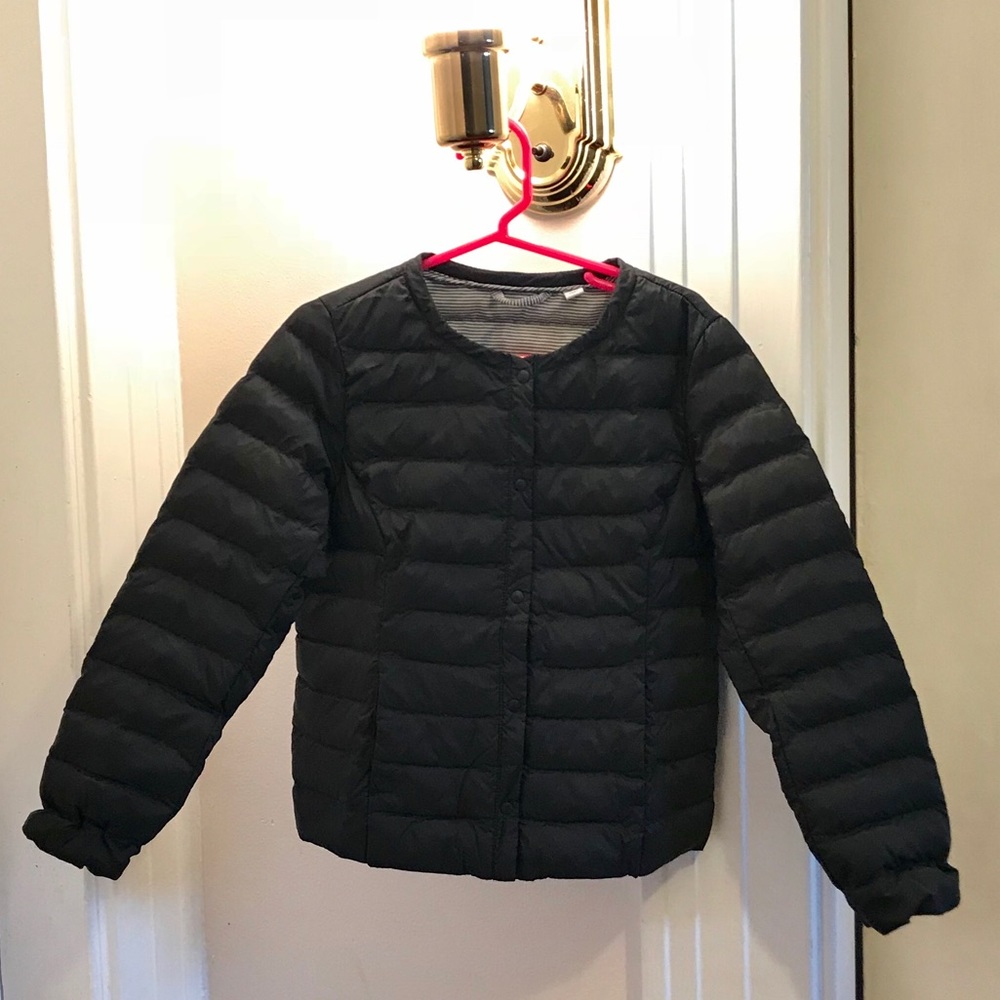 Uniqlo Girls Black Light Padded Round Neck Jacket